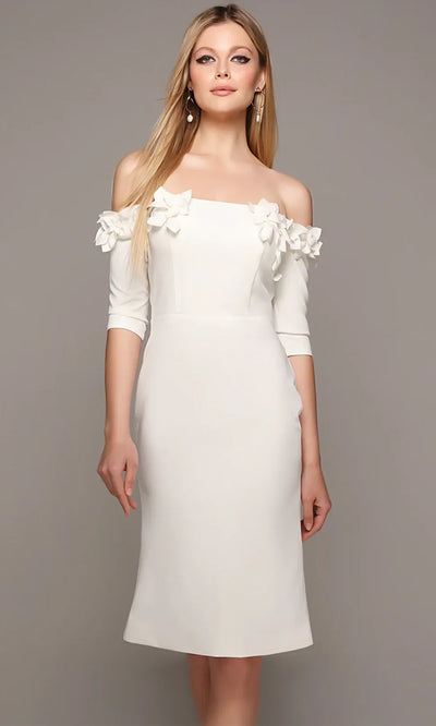 Alyce Paris 70003 - Floral Appliqued Knee-Length Formal Dress Cocktail Dresses