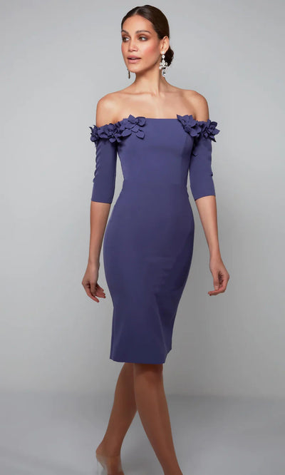 Alyce Paris 70003 - Floral Appliqued Knee-Length Formal Dress Cocktail Dresses