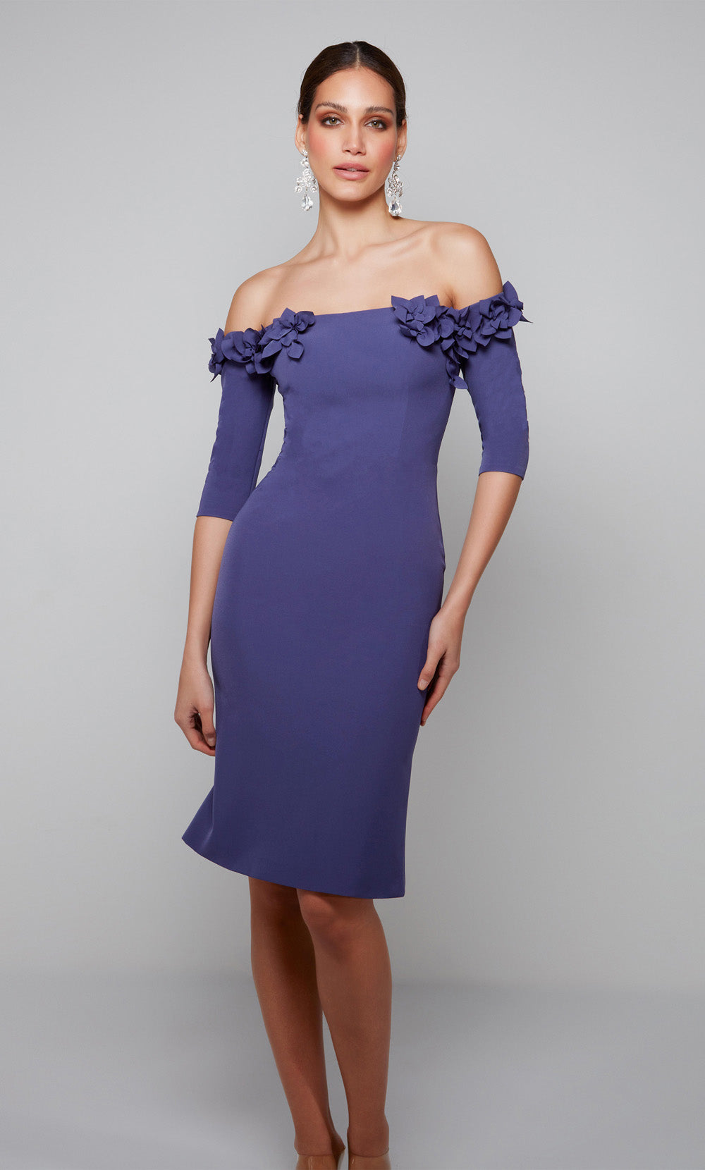 Alyce Paris 70003 - Floral Appliqued Knee-Length Formal Dress Cocktail Dresses
