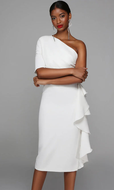 Alyce Paris 70006 - Ruffled Skirt Asymmetric Fitted Dress Wedding Guest