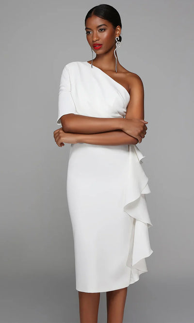 Alyce Paris 70006 - Ruffled Skirt Asymmetric Fitted Dress Wedding Guest