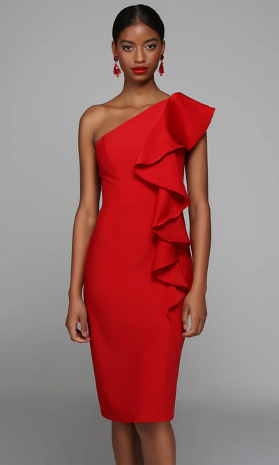Alyce Paris 70008 - Cascading Ruffle Sheath Cocktail Dress Cocktail Dresses
