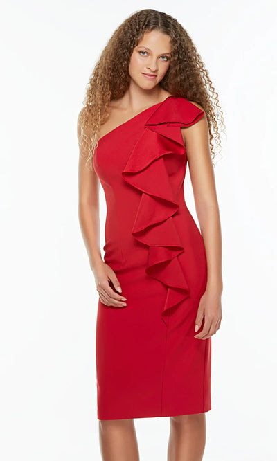 Alyce Paris 70008 - Cascading Ruffle Sheath Cocktail Dress Cocktail Dresses