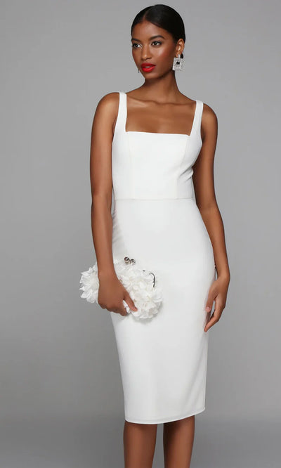 Alyce Paris 70010 - Beaded Waist Sheath Cocktail Dress with Slit Bridal Dresses