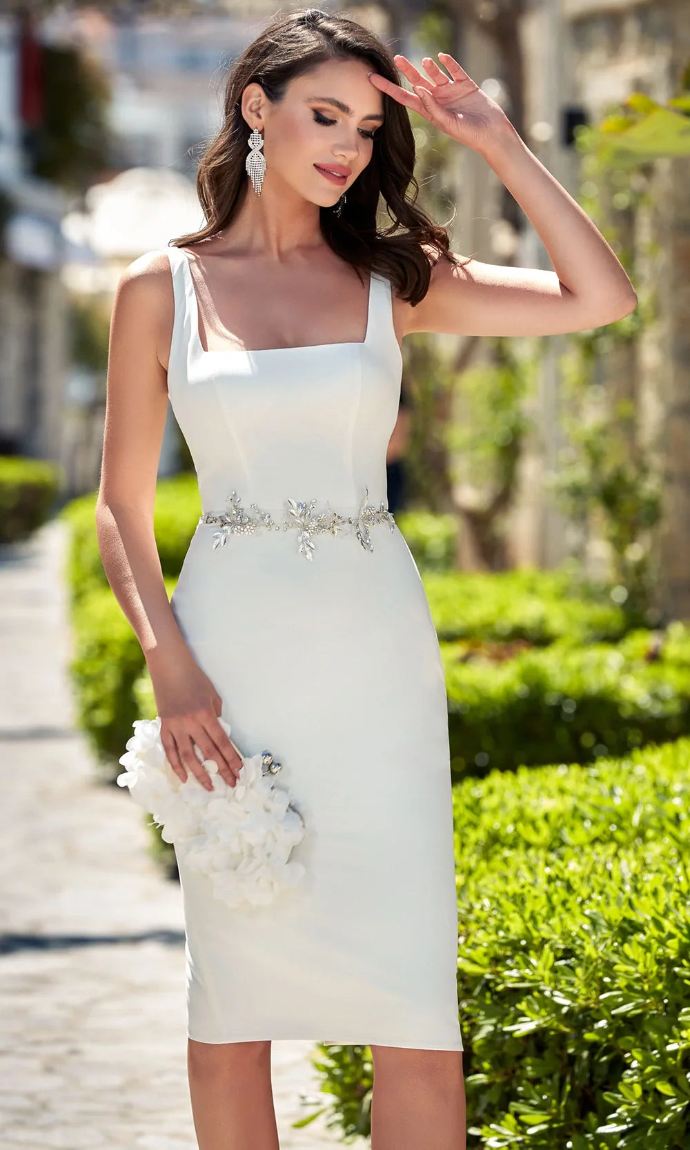 Alyce Paris 70010 - Beaded Waist Sheath Cocktail Dress with Slit Bridal Dresses