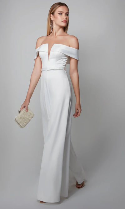 Alyce Paris 70012 - Elegant Belted Off Shoulder Jumpsuit Formal Pantsuits