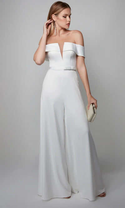 Alyce Paris 70012 - Elegant Belted Off Shoulder Jumpsuit Formal Pantsuits