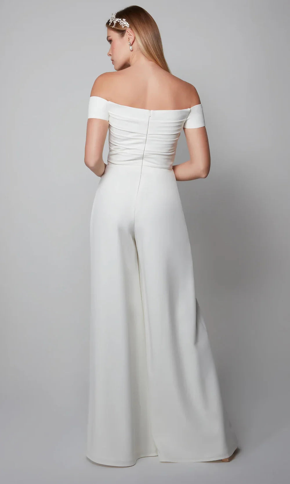 Alyce Paris 70014 - Cap Sleeve Plain Wide-Leg Jumpsuit Formal Pantsuits