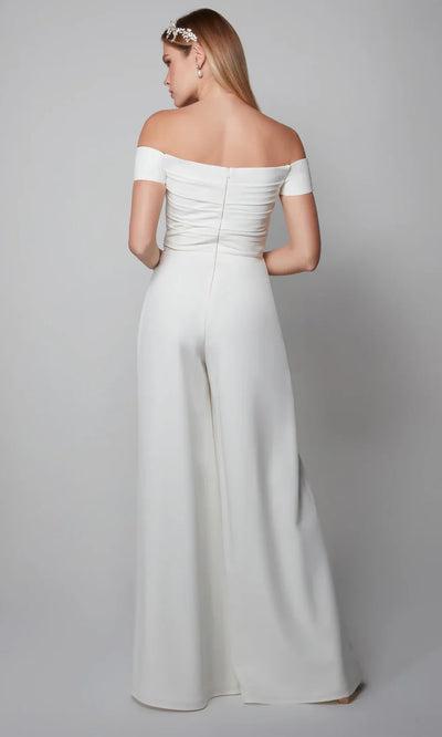 Alyce Paris 70014 - Cap Sleeve Plain Wide-Leg Jumpsuit Formal Pantsuits