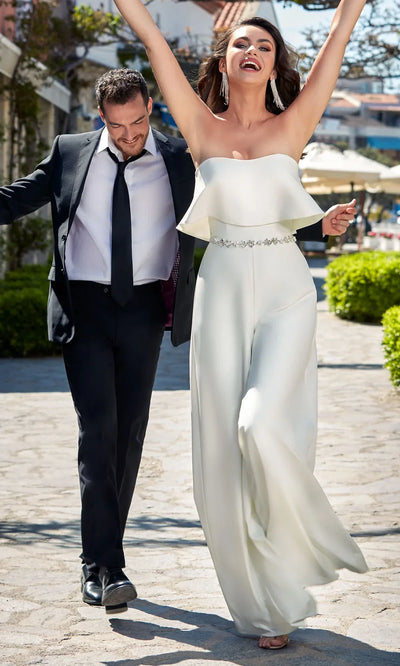 Alyce Paris 70015 - Wide-Leg Strapless Bridal Jumpsuit Formal Pantsuits