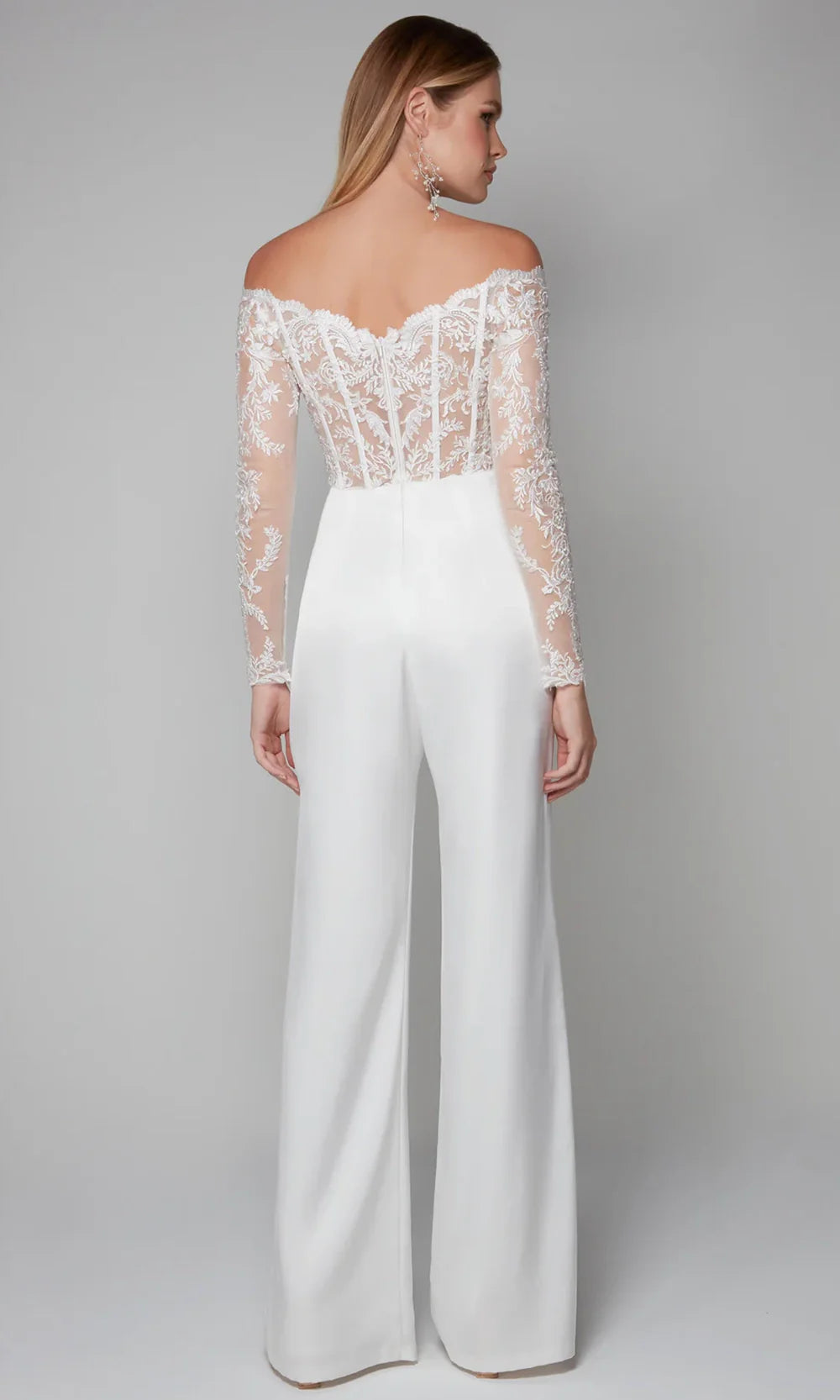 Alyce Paris 70018 - Off Shoulder Embroidered Corset Jumpsuit Formal Pantsuits