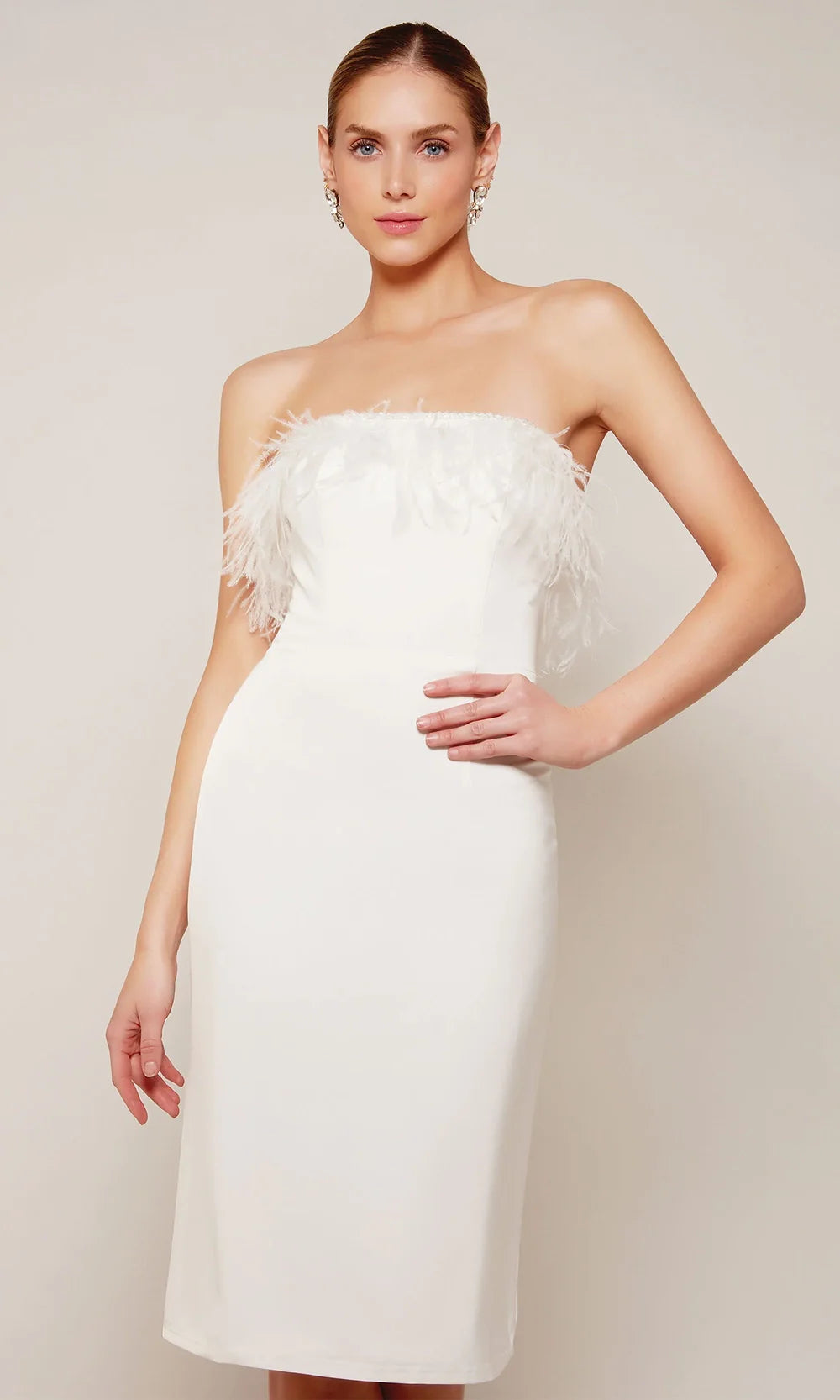 Alyce Paris 70028 - Straight Neck Sheath Dress with Feathers Cocktail Dresses