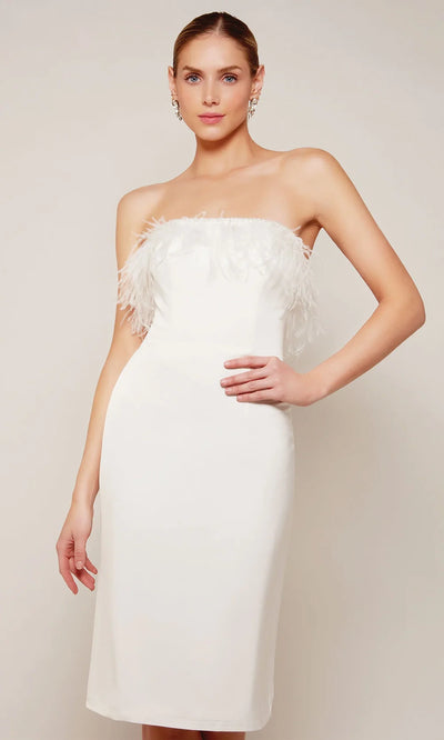 Alyce Paris 70028 - Straight Neck Sheath Dress with Feathers Cocktail Dresses