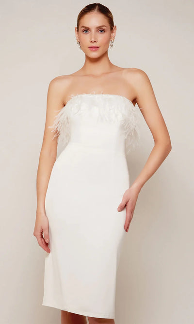 Alyce Paris 70028 - Straight Neck Sheath Dress with Feathers Cocktail Dresses