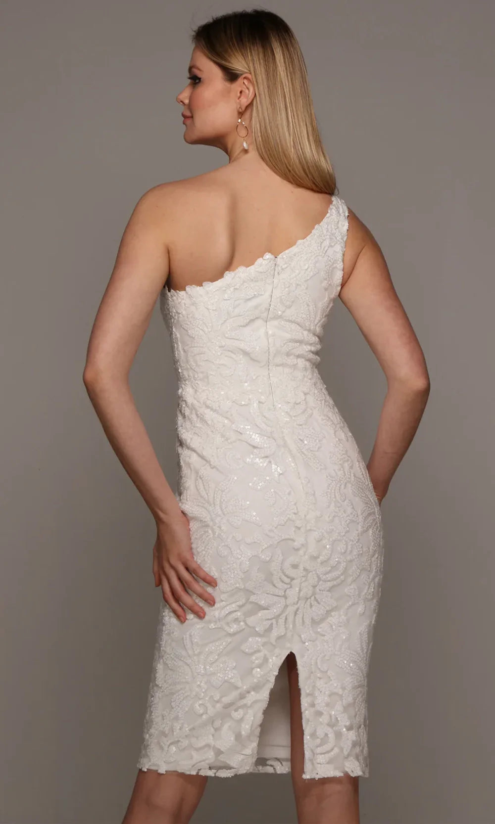 Alyce Paris 70029 - Asymmetric Knee-Length Sequin Dress Wedding Guest