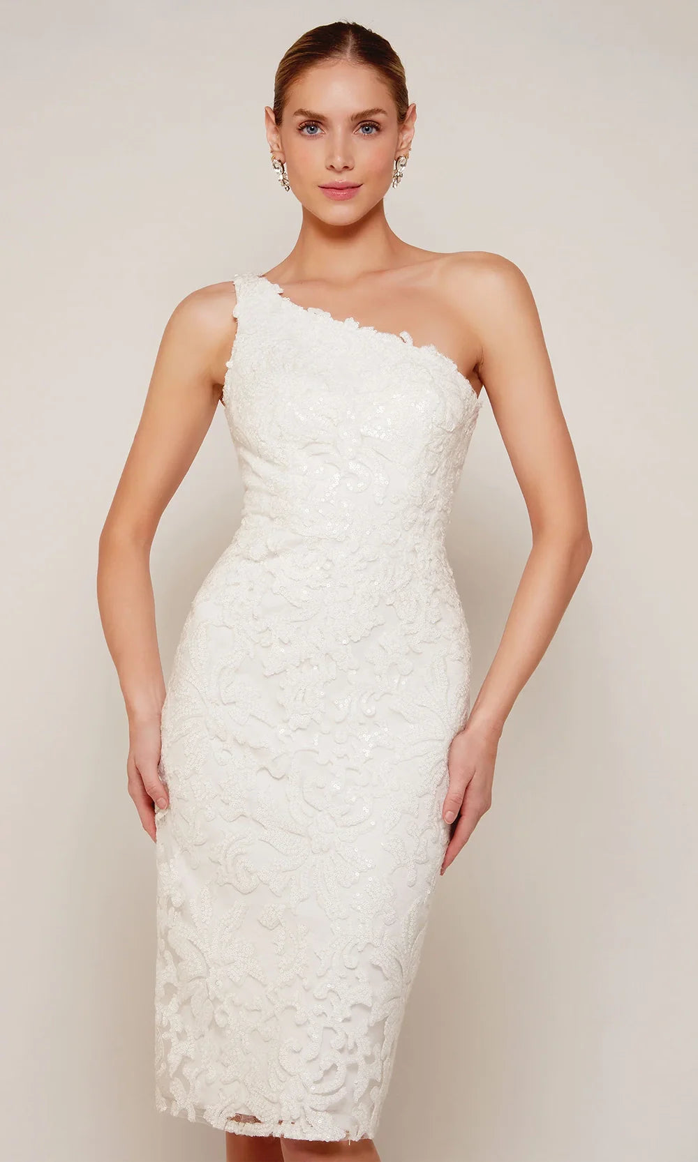 Knee Length White Party Dress: Alyce 70029 Ivory / 000