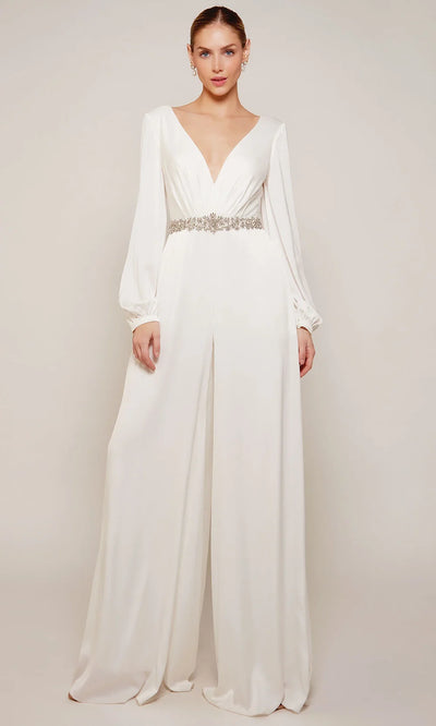 Alyce Paris 70031 - Long Bishop Sleeve Wide-Leg Jumpsuit Formal Pantsuits