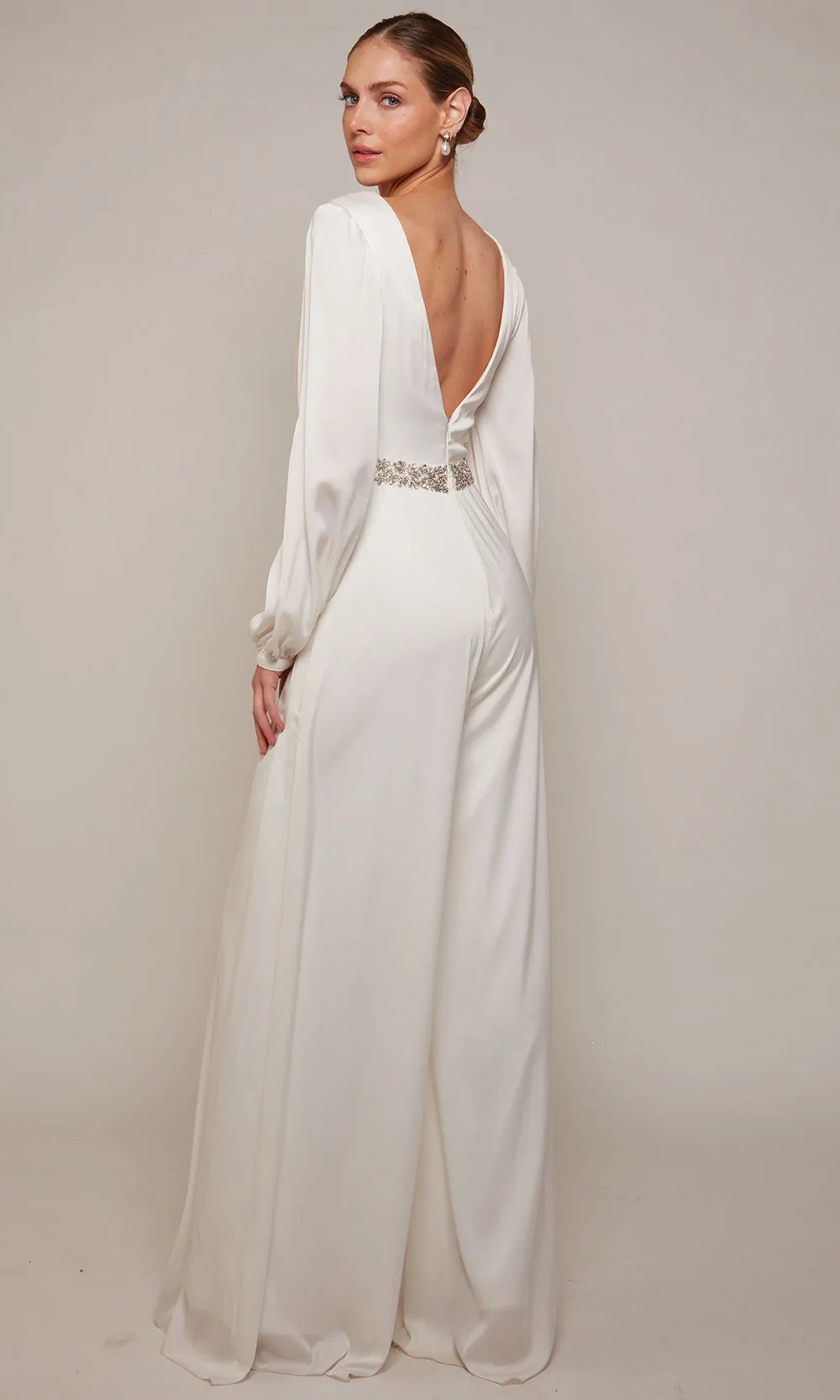 Alyce Paris 70031 - Long Bishop Sleeve Wide-Leg Jumpsuit Formal Pantsuits
