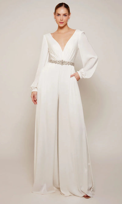 Alyce Paris 70031 - Long Bishop Sleeve Wide-Leg Jumpsuit Formal Pantsuits