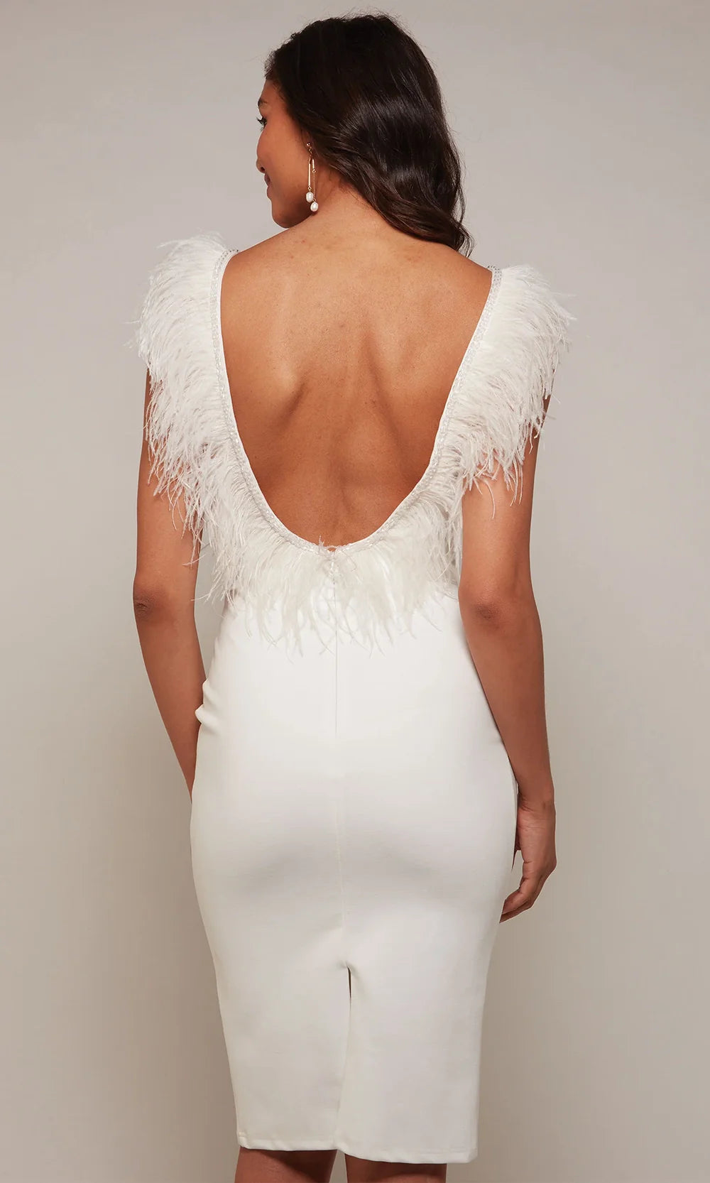 Alyce Paris 70033 - Scoop Back Fitted Dress with Feather Detail Cocktail Dresses
