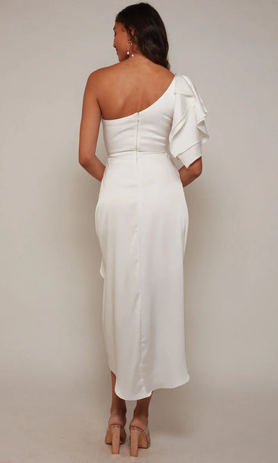 Alyce Paris 70035 - Draped Satin Dress with Ruffle Sleeve Wedding Dresses