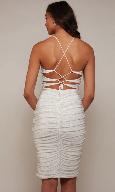 Alyce Paris 70039 - Spaghetti Straps Ruched Beaded Dress Cocktail Dresses