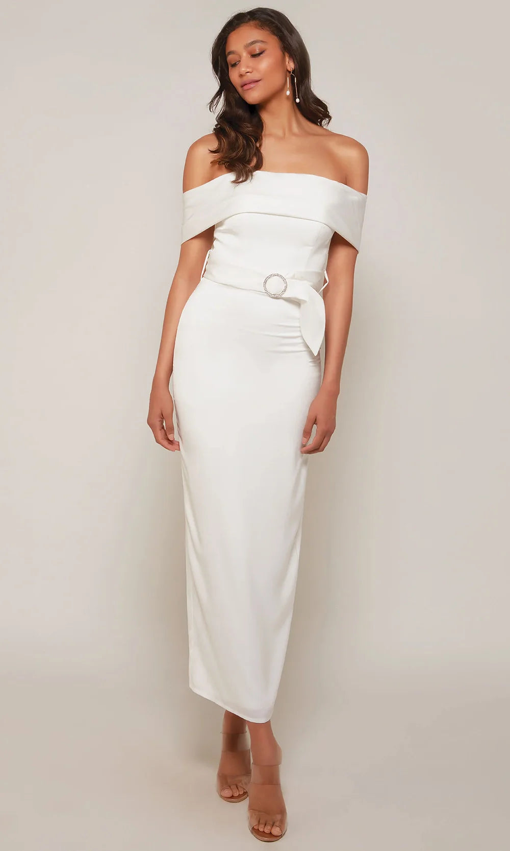 Alyce Paris 70041 - Off Shoulder Buckle Belt Dress Cocktail Dresses