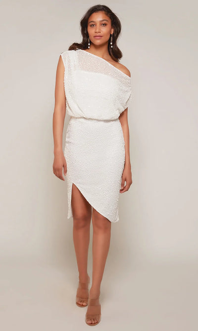 Alyce Paris 70046 - Blouson Bodice Embellished Knee-Length Dress Wedding Guest