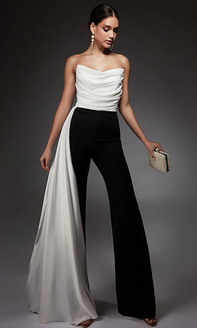Alyce Paris 70050 - Ruched Bodice Wide-Leg Jumpsuit Wedding Dresses
