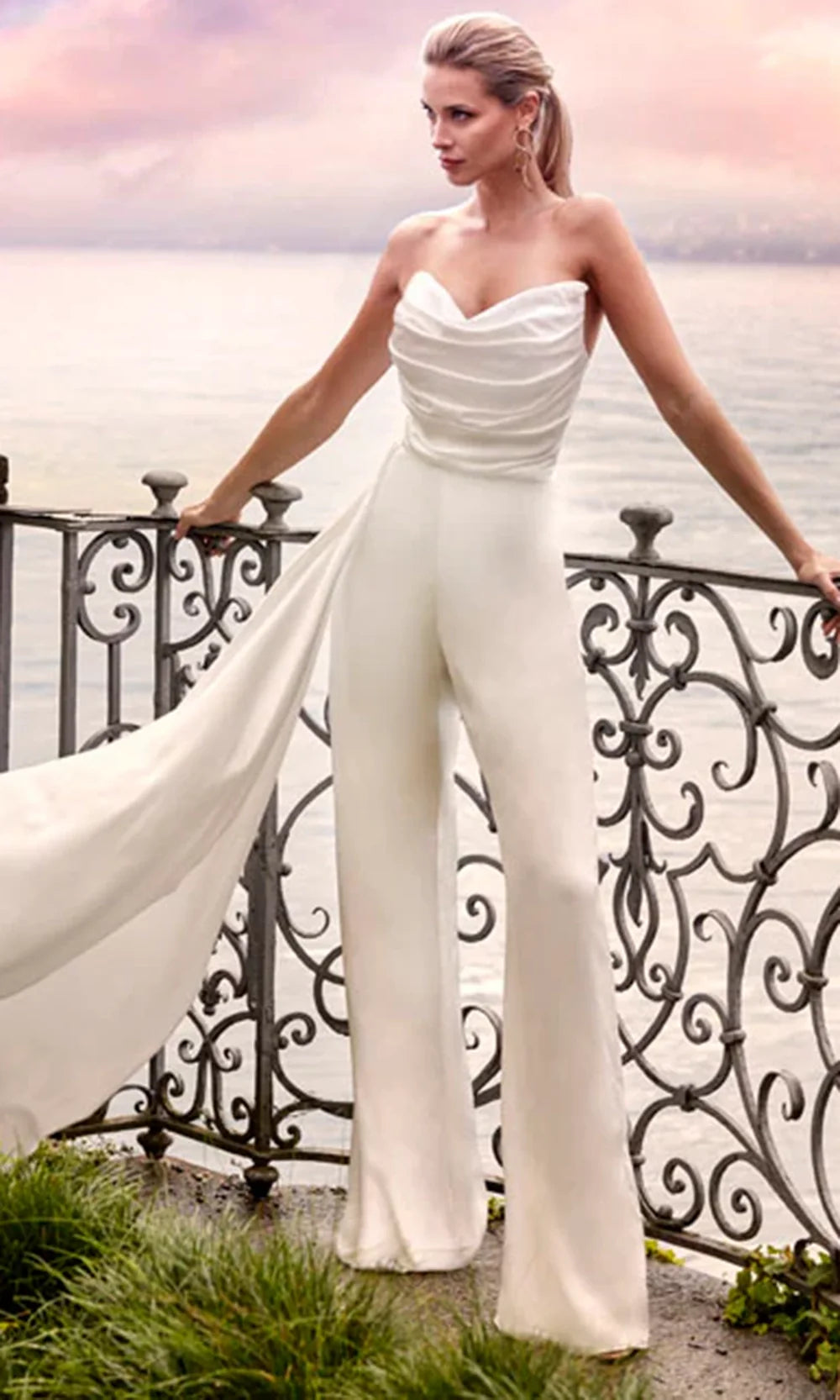 Alyce Paris 70050 - Ruched Bodice Wide-Leg Jumpsuit Wedding Dresses