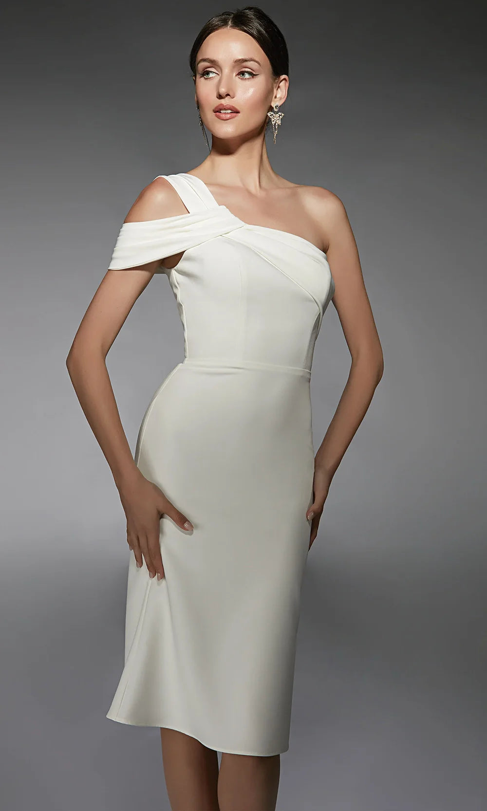 Alyce Paris 70054 - Sculpted Asymmetric Sheath Dress Cocktail Dresses