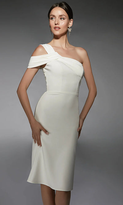 Alyce Paris 70054 - Sculpted Asymmetric Sheath Dress Cocktail Dresses