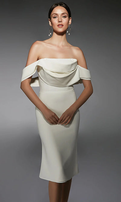Alyce Paris 70055 - Draped Bodice Knee-Length Dress Wedding Guest