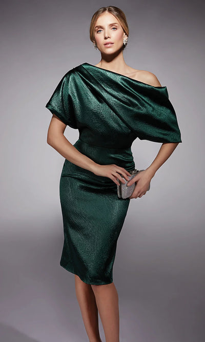 Alyce Paris 70060 - Textured Sheath Dress with Drape Detail Cocktail Dresses