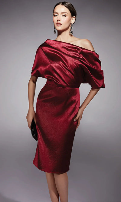 Alyce Paris 70060 - Textured Sheath Dress with Drape Detail Cocktail Dresses
