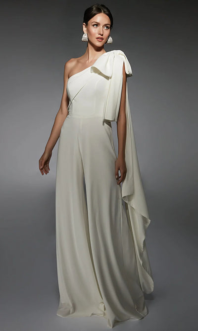 Alyce Paris 70065 - Asymmetric Dramatic Sash Jumpsuit Formal Pantsuits