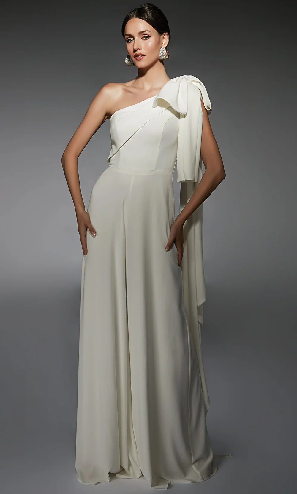Alyce Paris 70065 - Asymmetric Dramatic Sash Jumpsuit Formal Pantsuits
