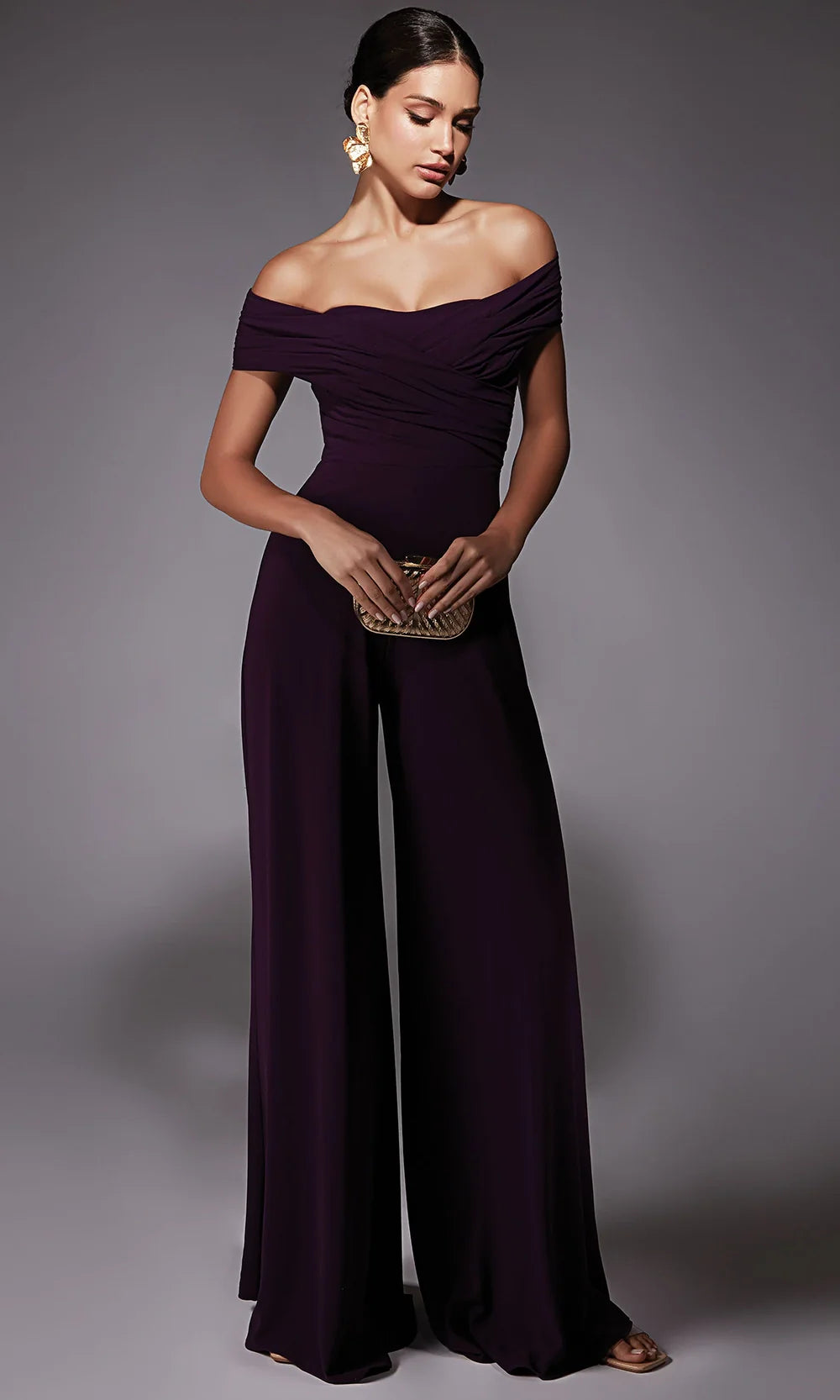 Alyce Paris 70067 - Ruched Ornate Wide-Leg Jumpsuit Prom Dresses