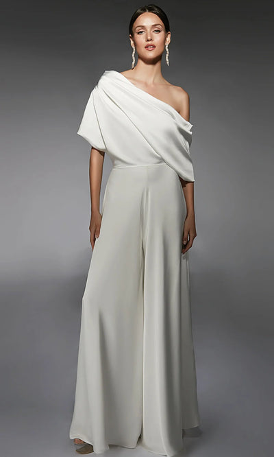 Alyce Paris 70072 - Asymmetric Neckline Wide-Leg Jumpsuit Formal Pantsuits