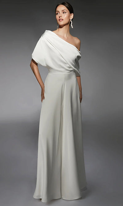 Alyce Paris 70072 - Asymmetric Neckline Wide-Leg Jumpsuit Formal Pantsuits