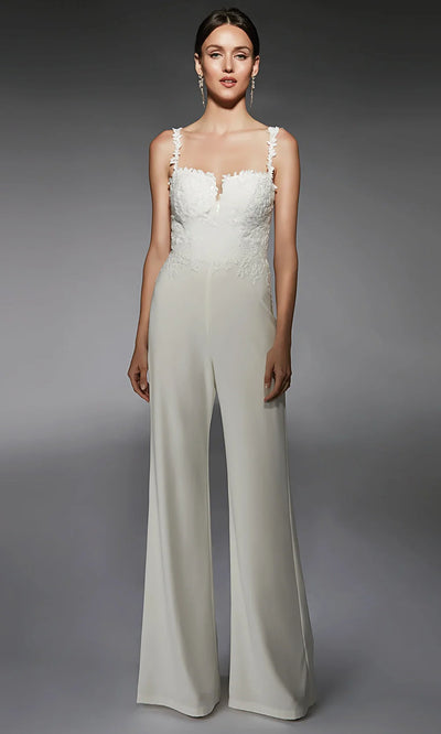Alyce Paris 70073 - Sweetheart Lace Appliqued Jumpsuit Formal Pantsuits