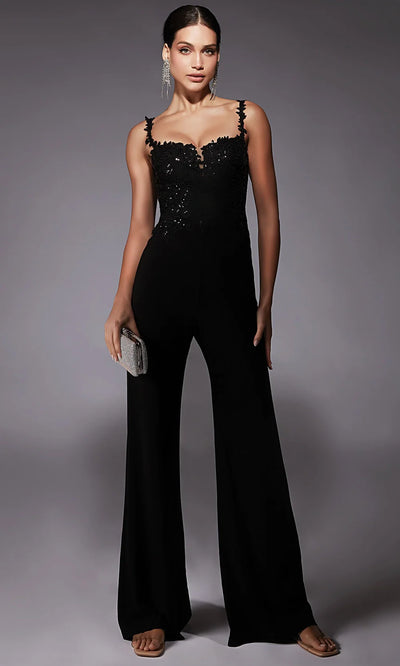 Alyce Paris 70073 - Sweetheart Lace Appliqued Jumpsuit Formal Pantsuits