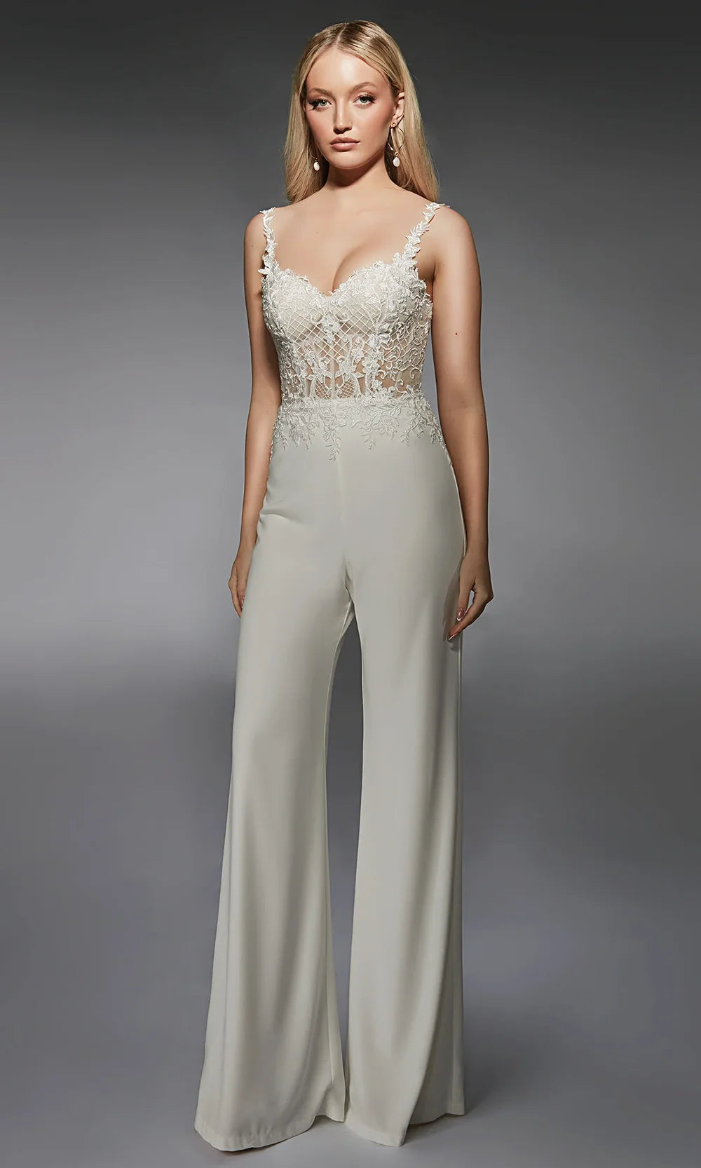 Alyce Paris 70074 - Spaghetti Strap Illusion Corset Jumpsuit Formal Pantsuits