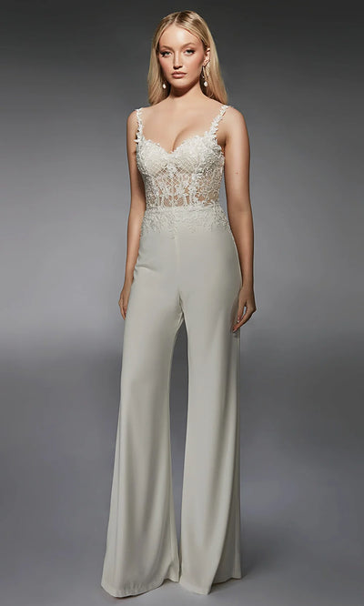Alyce Paris 70074 - Spaghetti Strap Illusion Corset Jumpsuit Formal Pantsuits
