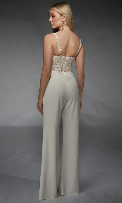 Alyce Paris 70074 - Spaghetti Strap Illusion Corset Jumpsuit Formal Pantsuits