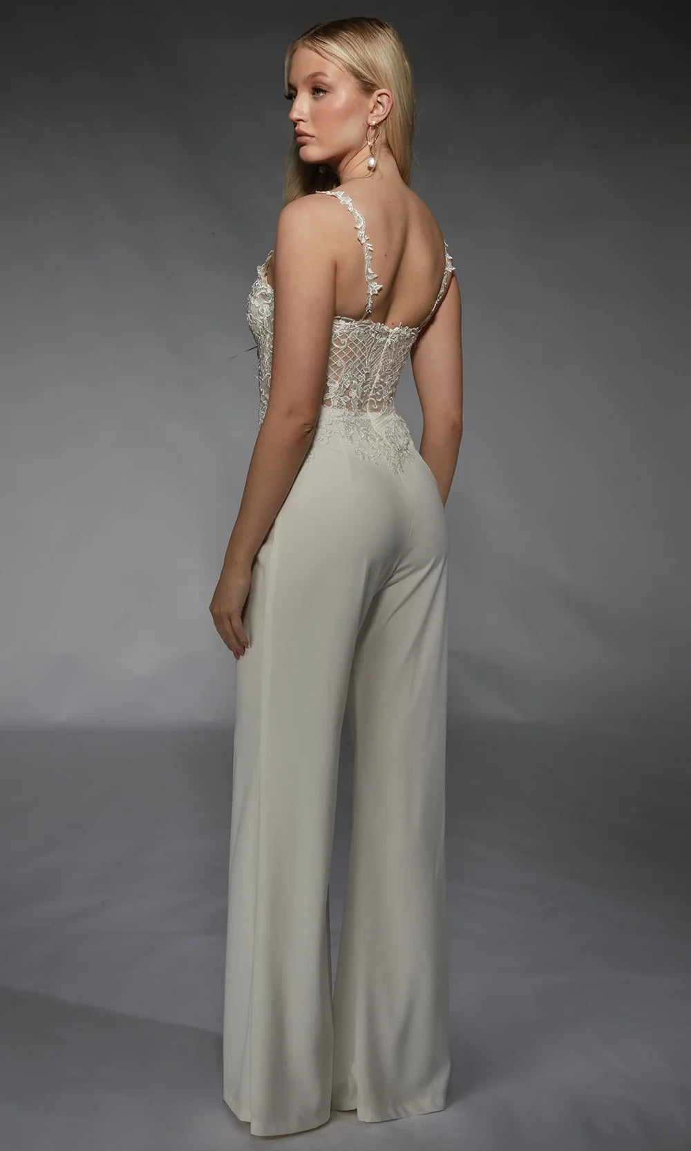 Alyce Paris 70074 - Spaghetti Strap Illusion Corset Jumpsuit Formal Pantsuits