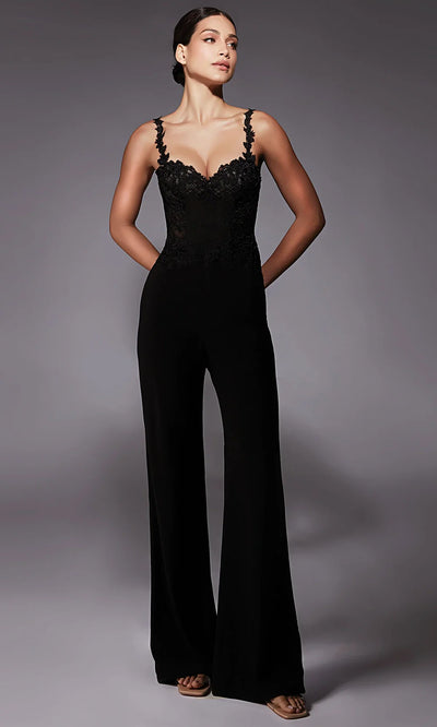 Alyce Paris 70074 - Spaghetti Strap Illusion Corset Jumpsuit Formal Pantsuits