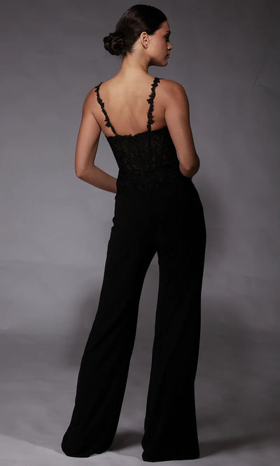 Alyce Paris 70074 - Spaghetti Strap Illusion Corset Jumpsuit Formal Pantsuits