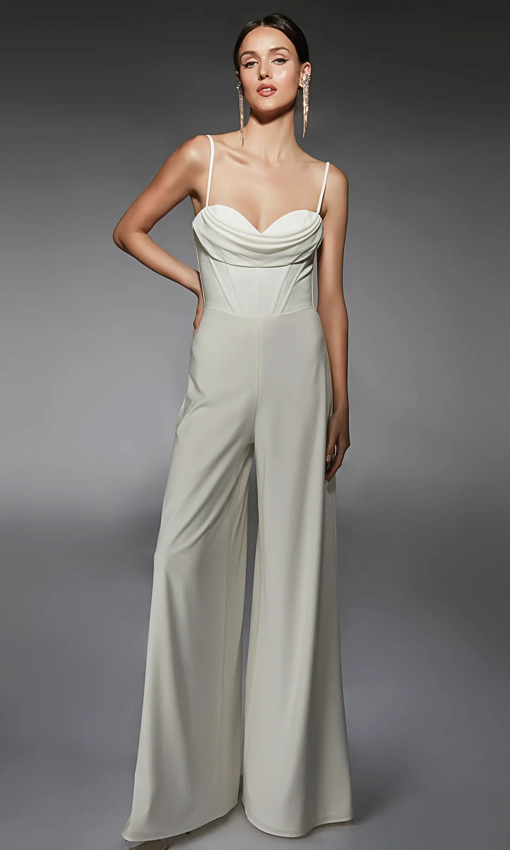Alyce Paris 70075 - Draped Sleeveless Wide-Leg Jumpsuit Formal Pantsuits