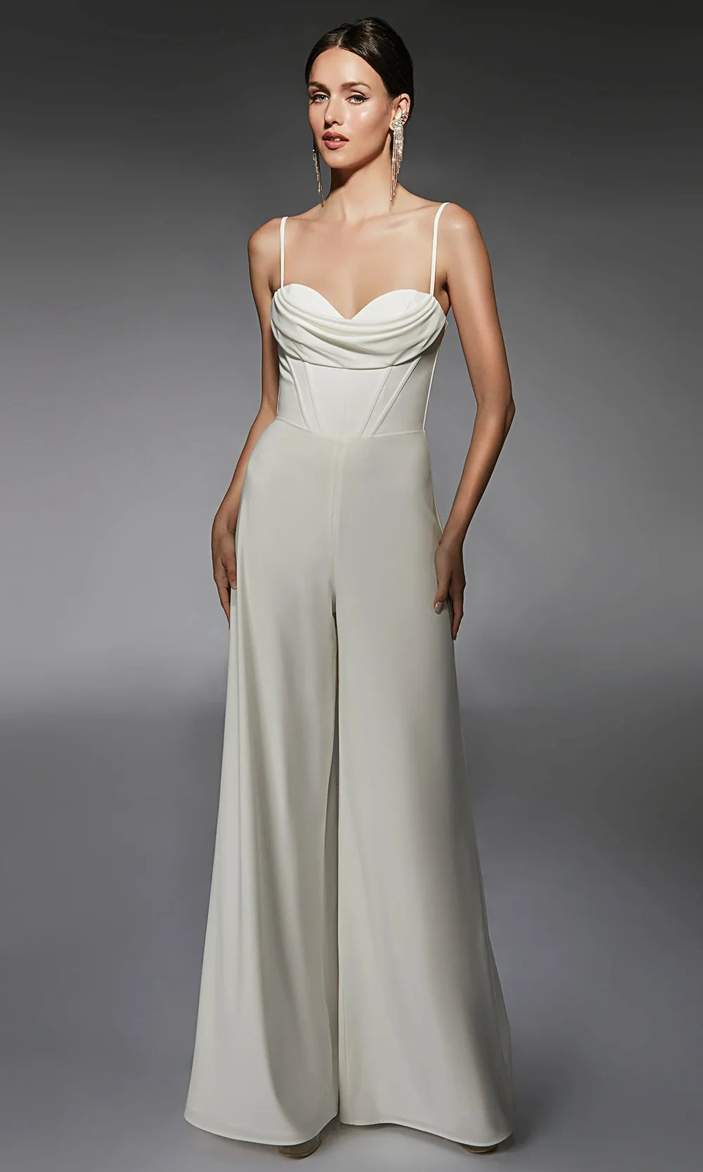 Alyce Paris 70075 - Draped Sleeveless Wide-Leg Jumpsuit Formal Pantsuits